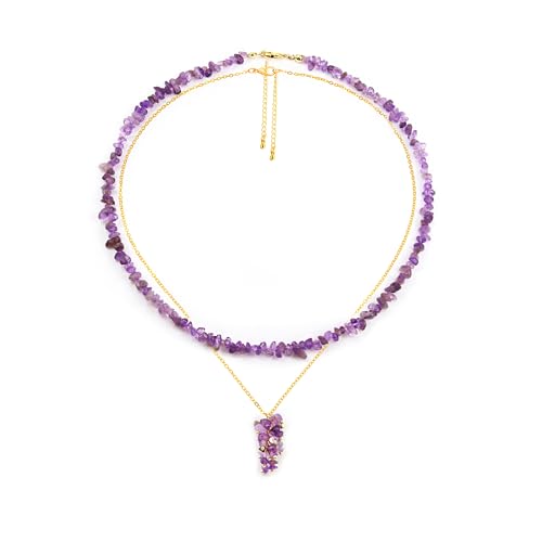 2-Pack Gold-Plated Beaded Gemstone Choker Necklaces