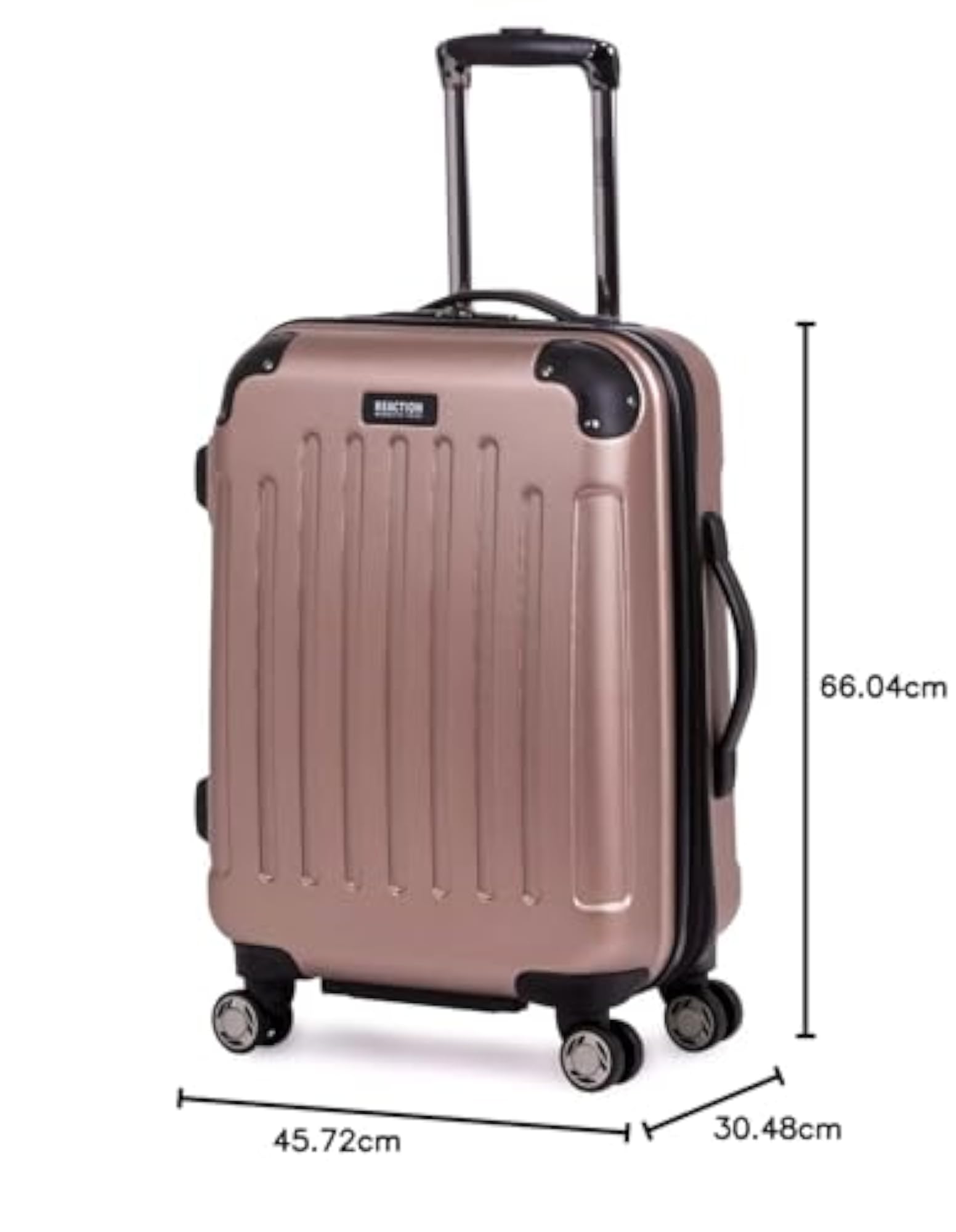 Expandable 8-Wheel Spinner Checked Luggage, Rose Gold