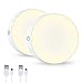 QEEMMY Dimmbar Batteriebetrieben Touch Lampe 3000K, wiederaufladbar, led nachtlicht mit batterie, Helligkeit einstellbar, eingebauter Magnet, Schrankleuchte, Küchenlampe, 2er-Set
