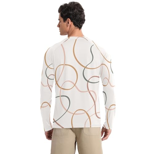 Stripes Circles Men's Rash Guard Shirts Loose Type Comfort Men's Sun Shirt Long Sleeve Summer2