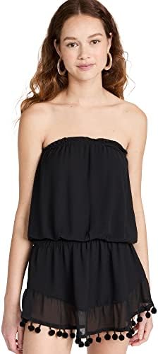 Ramy Brook womens Marcie Pom Pom Dress Swimwear Cover Up, Black, X-Small US
