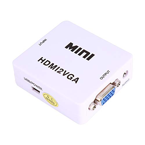 PUSOKEI Mini HDMI2VGA Converter 1920x1080 @ 60Hz Convertidor de Audio y Video Señal Digital a VGA Analógico para para Blue Ray DVD, HD Set Top Boxes