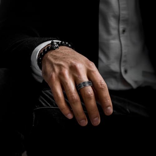 King Will 316L Stainless Steel Fidget Ring for Men Women-8mm Width with Chain Spinner Ring, Durable Wedding Band with Stress Relief Comfort Fit Fidget Spinner Men's Jewelry Size 4-164