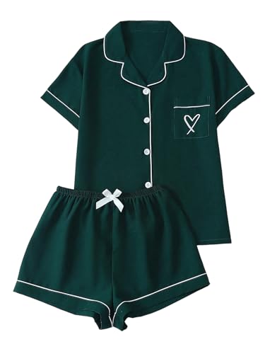 Image of Verdusa Pajamas For Women Set 2 Piece Summer Pajama Sets Cute Pjs Lounge Matching Button Shirt with Shorts