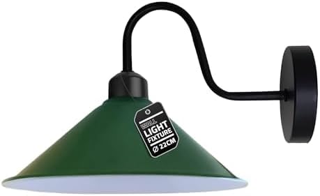 LEDSone Industrial Wall Lights Green Wall Lamps with Swan Neck Indoor E27 Vintage Wall Sconces for Bedroom, Living Room, Kitchen, Restaurant Coffee Shop