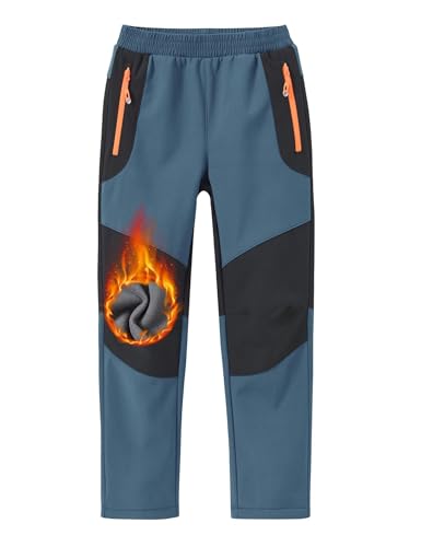 MoFiz Pantalones Trekking Niña Pantalones de Montaña Niño Pantalones Ski Transpirable Pantalón Senderismo Winter Gris Azul 140-152