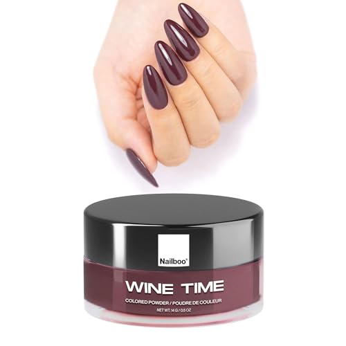 Nailboo Dip Powder for Nails, Wine Time – Deep Burgundy Nail Dipping Powder, Custom Made with Highly Pigmented Ultra-Fine Formula, No UV Light Needed, DIY Nails at Home for Beginners or Pros, 0.5 oz
