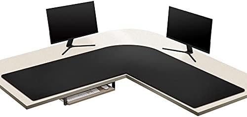 ZORESYN L-Shaped Gaming Desk Mat Mouse pad, Computer Corner Desk Pad, 55" Home Office Writing Desk Pad Protector, Large Waterproof PU Leather Corner Mousepad - Black, (137+140) x40cm