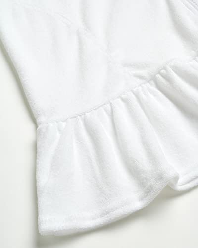 Limited Too Girls' Swim Cover-Up - Upf 50+ French Terry Hooded Zip-Up Beach Robe (2T-16), Size 6X, White, Size 6X, White #TOP3