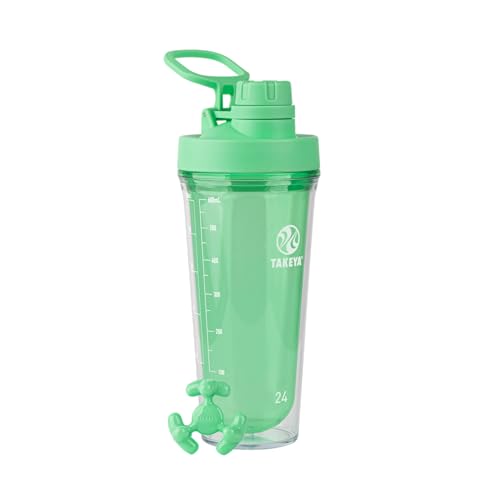 Takeya Protein Shaker - BPA-Free Plastic Bottle with Leakproof Spout Lid - Easy Carry for Gym & More - Dishwasher-Safe & Reusable - 24 oz, Pistachio Green