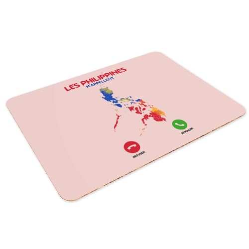 Sets de table rose thème Philippines en liège grand format 39x28 cm x4