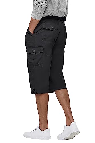 Magcomsen Men's Long Shorts Cargo Shorts Capri Pants Casual Shorts Knee Length Shorts Summer Shorts 3/4 Pants Work Shorts Camping Shorts Black,38 #TOP3