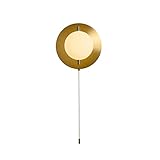 Soutas Pull Chain Wall Lamps Globe Glass and Brass Wall Sconces Mid-Century Modern Wall Light Fixture with Pull Switch Wall Mounted Light for Farmhouse Living Room Bedside Hallway Kitchen (Gold)
