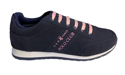 Recopilación de Zapatos de Dama de Moda los mejores 5. 43 New Forest Polo Club Tenis Casuales para Mujer | Piel Sintetica Color Azul Marino - Blanco | Zapatos para Dama de Moda (Talla 24)