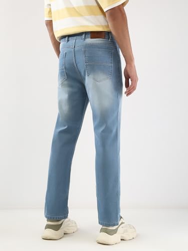 Image of Urbano Fashion Men's Straight Fit Washed Jeans Stretchable