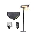 Sun Joe SJPH1500E 5118 BTU Remote Controlled Water-Resistant Electric Indoor/Outdoor Patio Infrared Heater w/Wall Mount Bracket