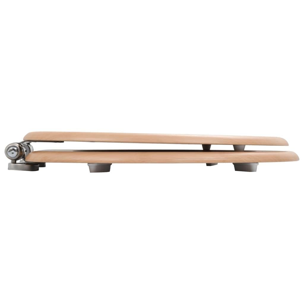 Set di 2 sedili WC sedile WC bagno casa interno bagno MDF coperchio chiusura morbida bambù 02_0002962