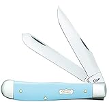 CASE XX WR Pocket Knife Ichthus Shield Trapper Smooth Ice Blue Synthetic Item #63540 - (4254 SS) - Length Closed: 4 1/8 Inches