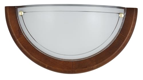 LED Universum Lampada da parete in legno scuro, semicircolare, Ø 30 cm, in vetro satinato e vero legno con attacco E27, per lampadina o lampadine a LED, lampada da parete per interni, soggiorno,