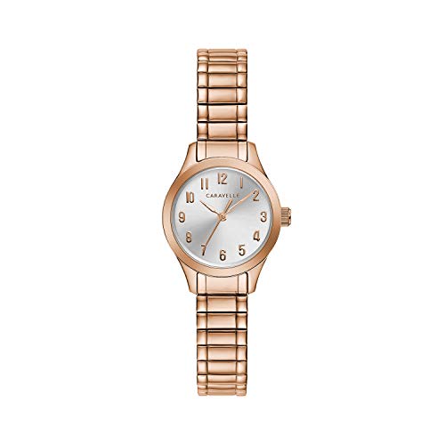 Caravelle by Bulova Traditional Quartz Ladies' Watch, Stainless Steel Rose Gold-Tone Expansion, Rose Gold-Tone (Model: 44L254)