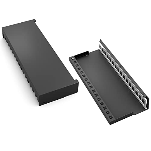 hb-digital 16-portowy panel krosowy obudowa do modułów Keystone z np. gniazdem RJ45 RJ11 Socket wtyczka antenowa złącze F złącze USB-C USB-A BF/AF HDMI zacisk biegunowy gniazdo gwintowane BNZ - czarny