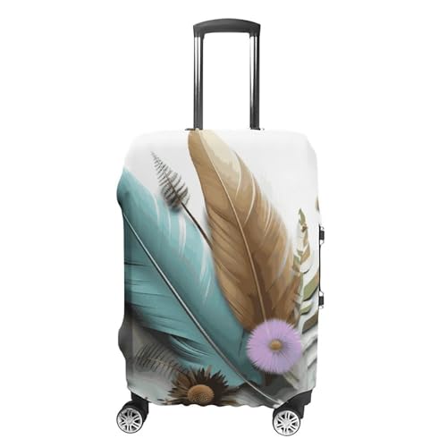 Feather Flower Printed Luggage Cover Protector, Fits 18-32 Inch Luggage