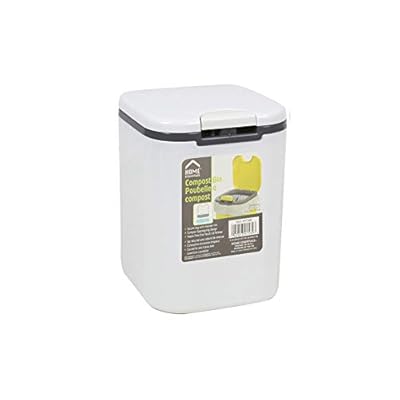 ACTION-1 Home Essential 2L Plastic Odor-Free Small Compost Bin with Lid- 5 x 5 x 7 inches, White - Mini Trash Bin/Trash Can, Versatile for Home, Kitchen and Restroom
