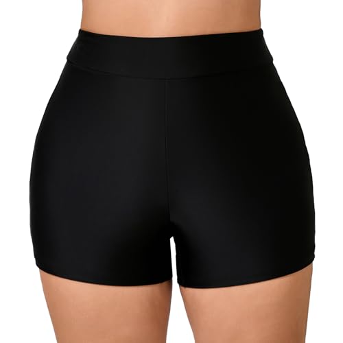 Halcurt Women's Plus Size High Waisted Board Shorts Tankini Swim Bottoms Modest Beach Swimsuit Boy Shorts