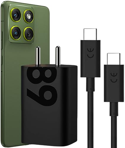 Image of 68W TurboPower Fast Charger with USB-C Cable |for Motorola Edge 60 Pro Edge 60 Stylus Razr 50 Ultra Moto G84 G54 G35 E40 Edge 40 Neo - Original Moto Power Delivery Charging Speed