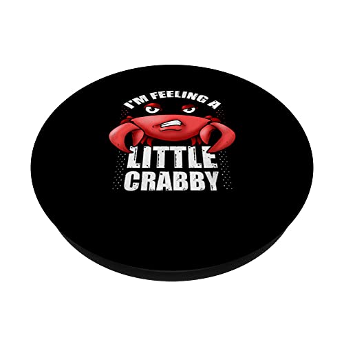 Funny Crabs Cartoon Crab Kids Lobster A Little Crabby PopSockets Swappable PopGrip, Black - Image 2