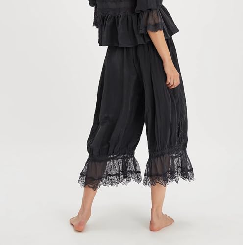 Womens Drawstring Lace Slips Trim Ruffle Hem Capri Pants Y2K Summer Going Out Streetwear Lightweight Bloomers Pant4