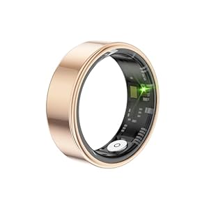Smart Ring for Men & Women, Health Tracker Fitness Ring with Heart Rate, Blood Oxygen, Sleep Tracker, Step Counter and IP68 Waterproof & Long Endurance, No APP Subscription (Gold,11#)