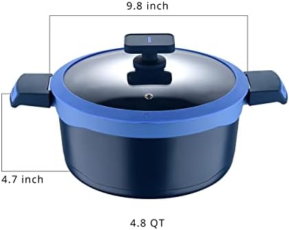 MasterPro Gastro Collection Nonstick Casserole Pot with Glass Lid & Handle (4.5L/4.8Quart) | Aluminum Dutch Oven for Soup, Steam, Braise, Bake, Broil, Saute & Roast | Family Size Deep Stock Pot