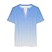 Womens Dress Shirts and Blouses Oversized Shirts for Women V Neck Short Sleeve Plus Size Blouse Casual Fashion Gradient Color Summer Top Outfits 2025 Women Tshirts Trendy Blue S
