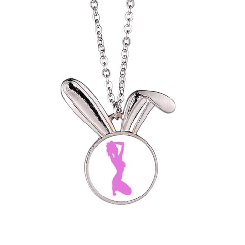 Collier lapin à genoux pour femme pendentif animalier ras de cou