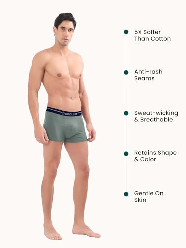 Image of Freecultr Men's Cotton Trunks | Breathable & Moisture Absorbing | Soft Comfort Fit | Everyday Innerwear
