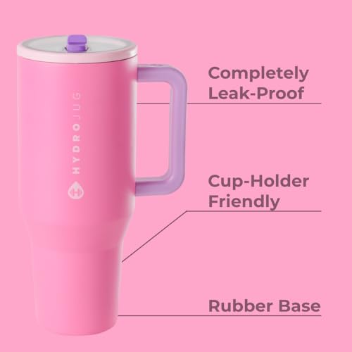 Image of HydroJug Traveler 32oz, Insulated Tumbler with Handle & Straw, Pink Sugar