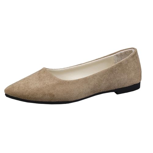 Generisch 2026 Ballerines à enfiler confortables pour femme avec bout carré, kaki, 39 EU