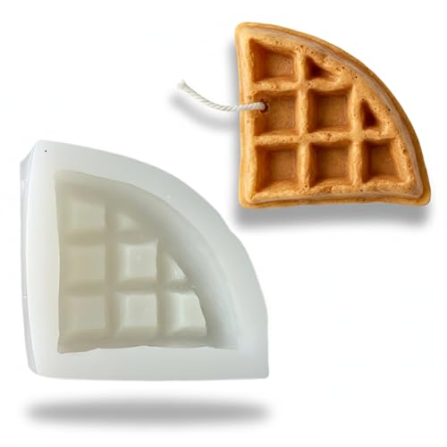 Image of Silicone Candle Mould Triangle Waffle Cake Slice | Decorative Dessert Shape | Candle Making Mould for Wax, Resin, Soap | Aesthetic Food Theme Craft (Waffle Triangle)
