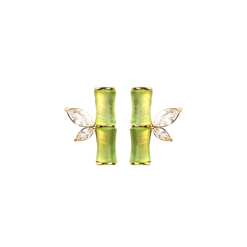 Boucles d'oreilles pierre verte femmes clous argent S925