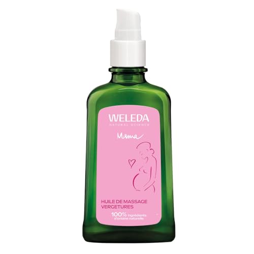 WELEDA - Huile de Massage Vergetures - Prévient et réduit l'apparition des vergetures - Pour femmes enceintes et allaitantes - NATRUE - Vegan - 100 ml