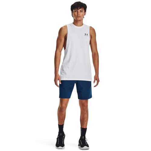 Colletto a coste Under Armour Uomo Sportstyle Left Chest Cut-off Tee Senza Maniche, (100) Bianco/Nero, S