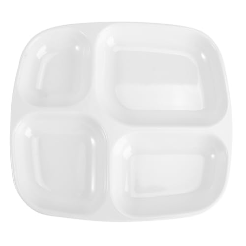 Beaupretty 格仕切り皿 割コンパートメントプレート 耐落下性ご飯トレイ 家 レストラン用 実用的でお手入れ簡単 白黄カラー