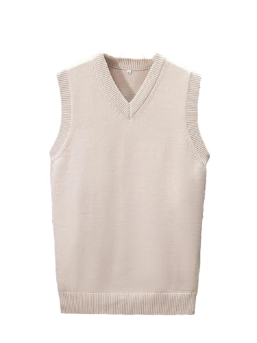 Dcvmvmn Men's Classic Solid Knit V-Neck Sweater Vest Warm Vest For Fall Winter Waistcoat