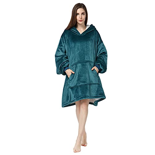 QVJCOS Oversized Hoodie Blanket Soft Comfy Wearable Blankets Hoodie Blanket Sweatshirt with Deep Pockets for Adults Men Women Teenagers Kids Wife Girlfriend