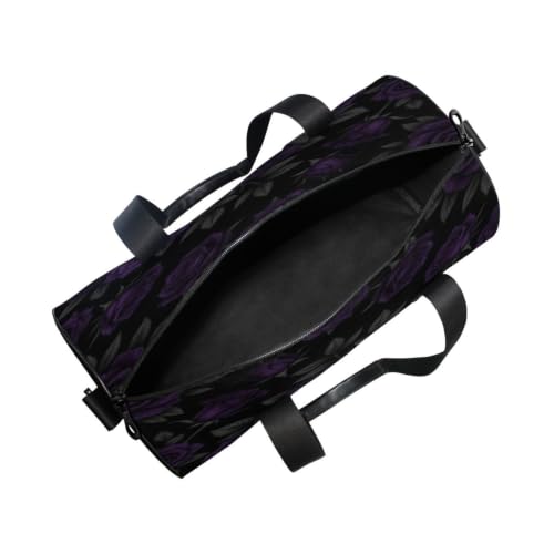 Bolsa de gimnasio redonda con patrón gótico de rosas y calaveras 5