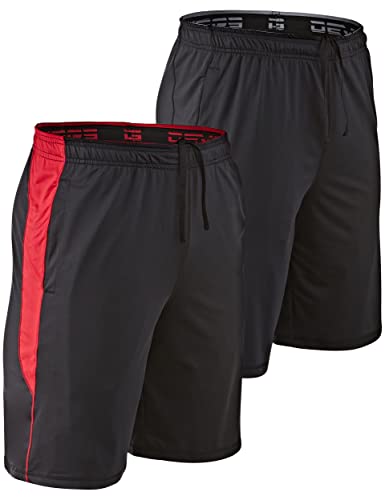 Image of DEVOPS Men's 2-Pack Loose-Fit 10 inch Workout Gym Shorts with Pockets