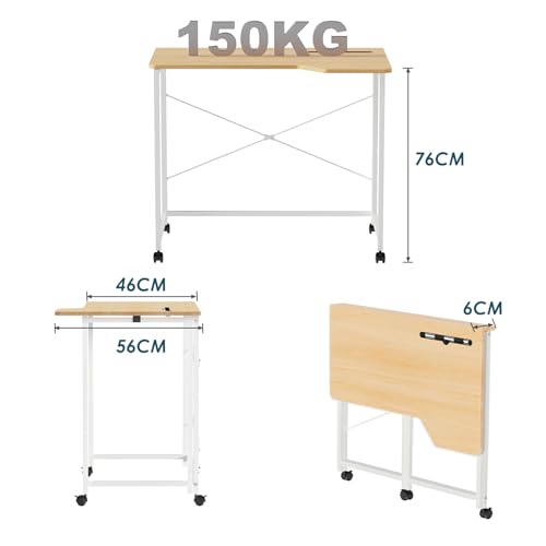 Bureau pliable 90x56x75cm en bois table d'ordinateur mobile compacte - 4