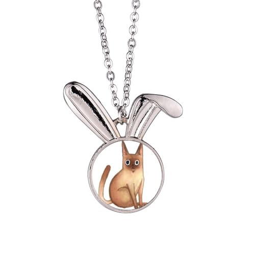 Bijoux Cadeau Animalier collier peinture aquarelle chat lapin siamois original