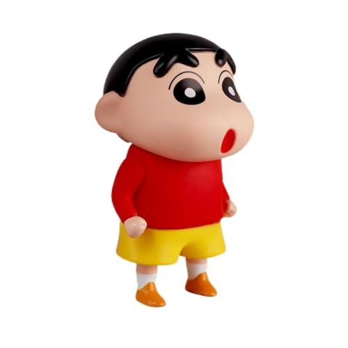 Image of Cartoon Action Figure - 17cm Collectible Collectibles with Exaggerated Expression | Red Shirt & Yellow Shorts | Fun Desk Decor & Gift (Shinchan B)